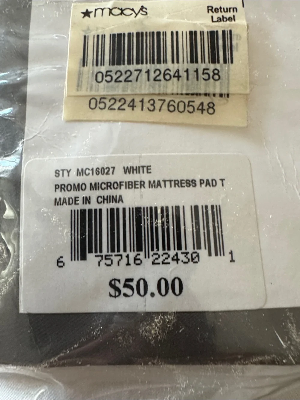 Macy's Home Design White Mattress Pad - Quilted Plush Twin size